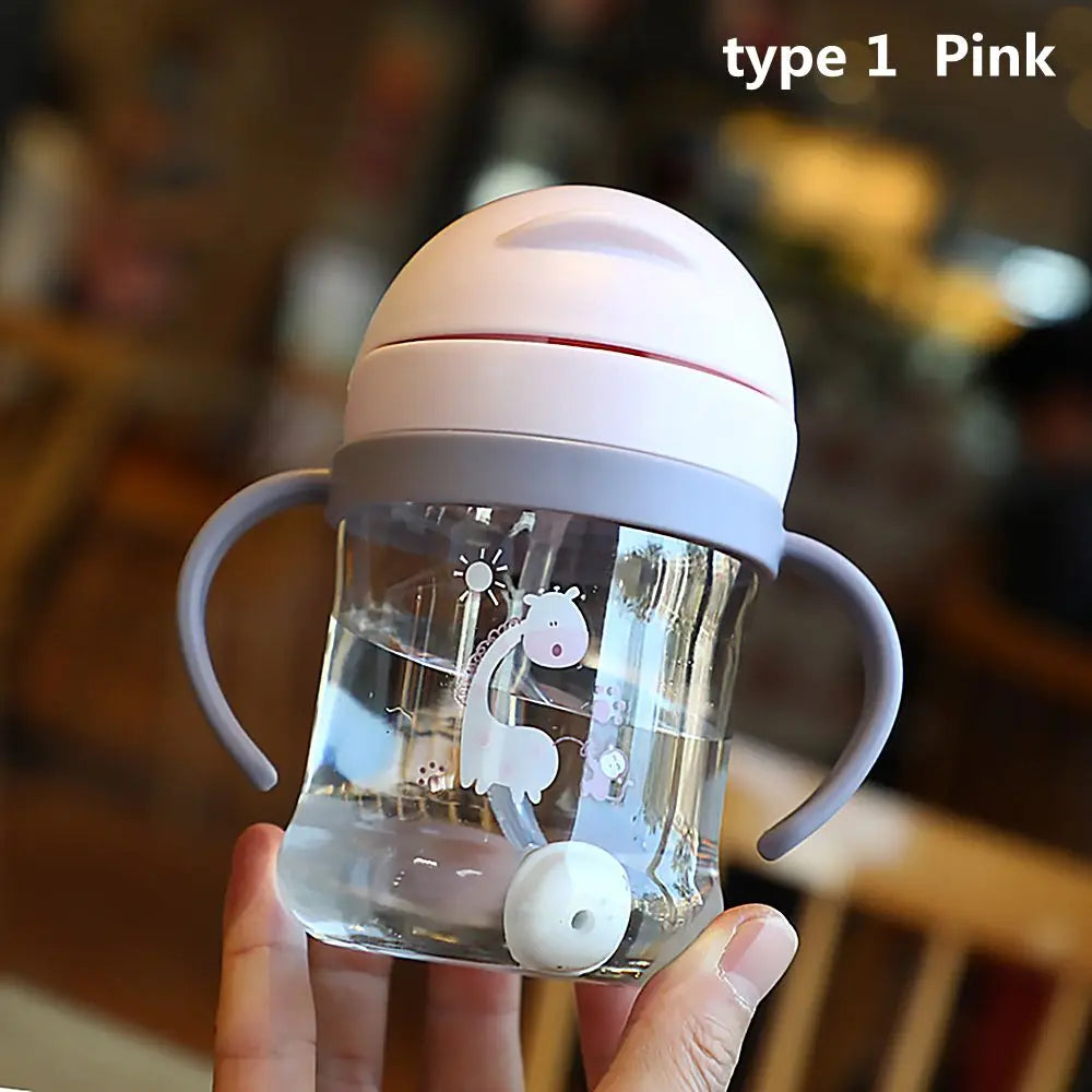 Cartoon Outdoor Child Drinking Bottle with Straw Baby Feeding