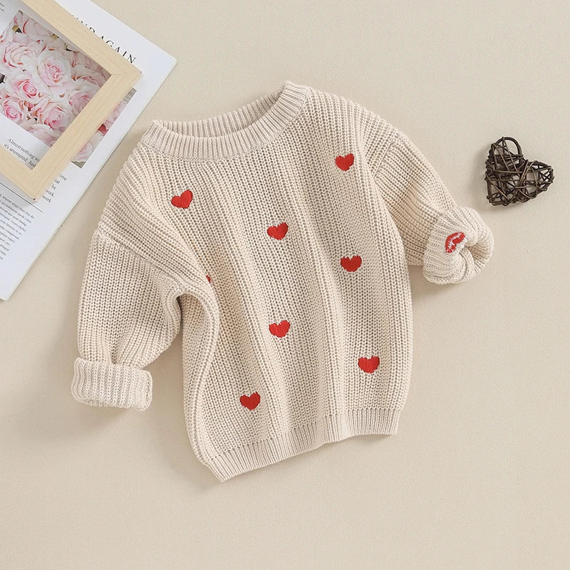Adorable Toddler Sweaters Lovely Heart Kids Winter Jumper Tops