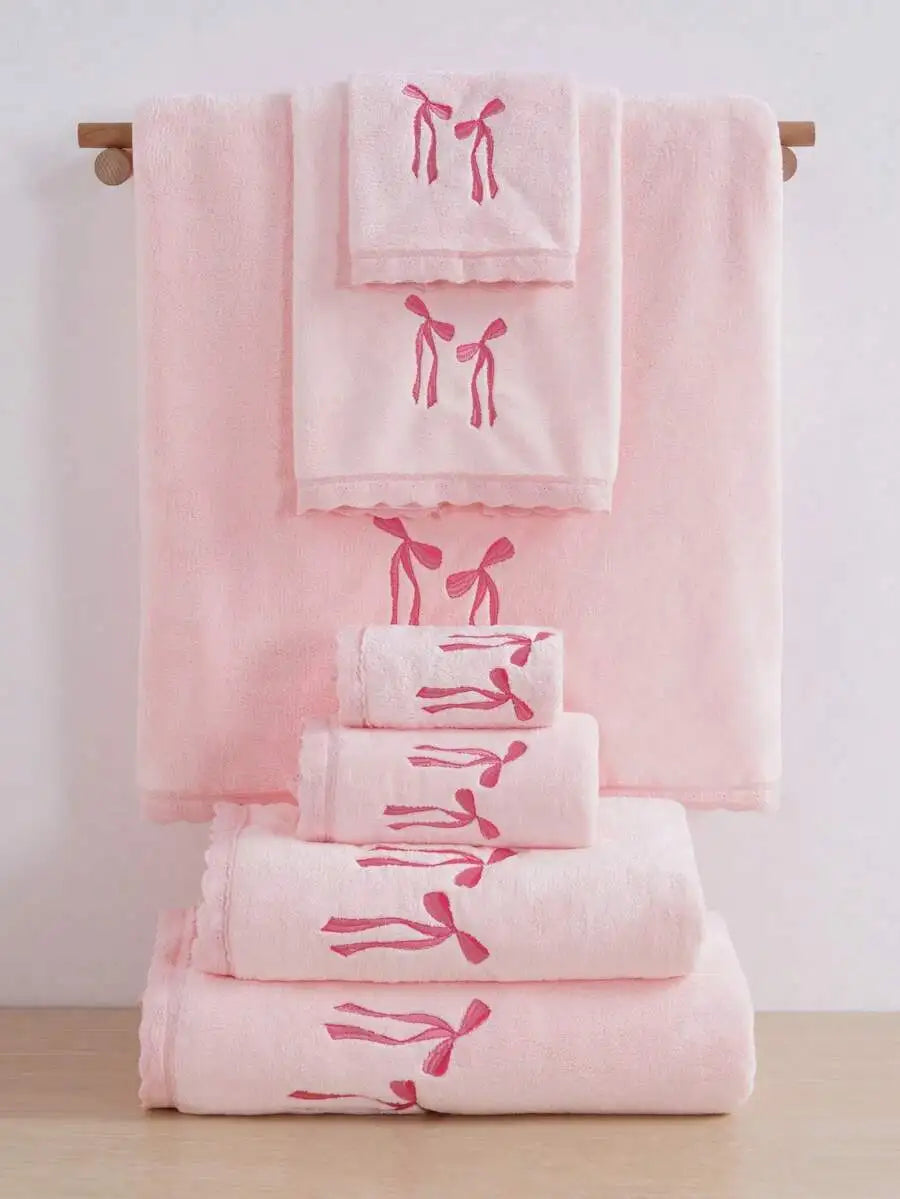 Purple Coral Fleece Towel Set with Moon  Ultra-Soft Bath Hand Towels