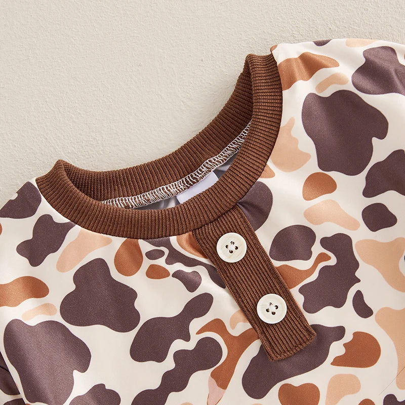 Infant Boys Fall Outfits Camouflage Letter Pattern Long Sleeve