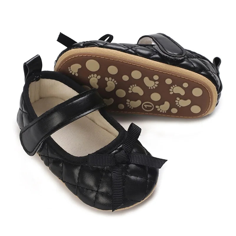 Infant Girls Sparkly Mary Jane Shoes Shiny Leather Bowknot Baby Girls