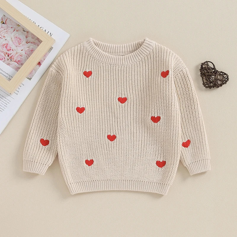 Adorable Toddler Sweaters Lovely Heart Kids Winter Jumper Tops