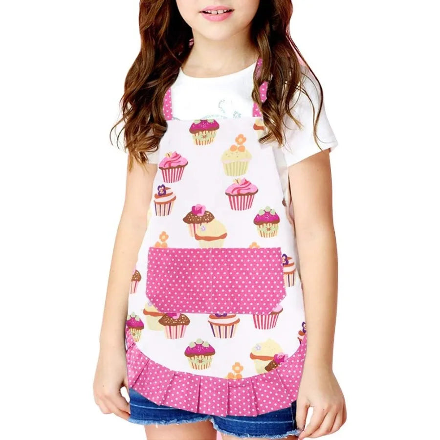 Cupcake Apron Pink Baking Bib Apron for  Kitchen Apron