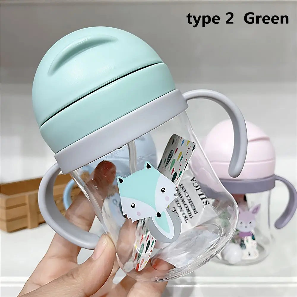 Cartoon Outdoor Child Drinking Bottle with Straw Baby Feeding